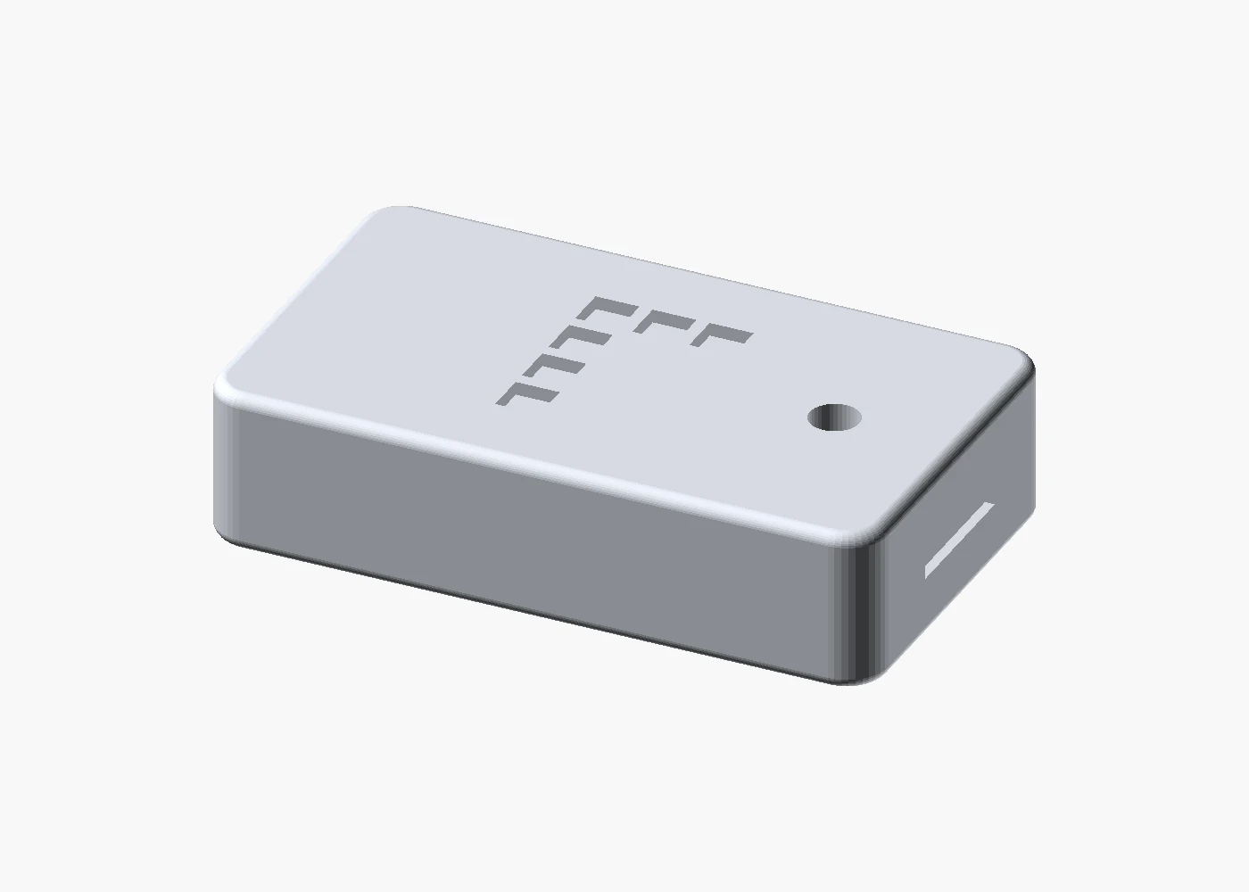 Neutral orthographic render of the current Link enclosure, including its debossed mark and programming-button access.